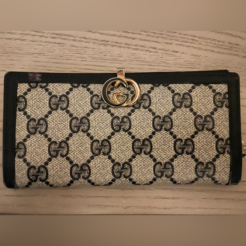 Vintage Gucci Blue Canvas Wallet